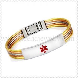 Three tone Stainless steel wire Medical ID Bracelet