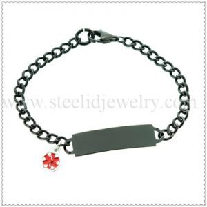 Mini Stainless Steel Medical ID Bracelet in black color-MD0227B