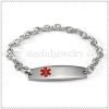 Womens chain medical ID bracelet with red caduceus