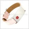 Genuine pastel pink leather medial alert bracelet 