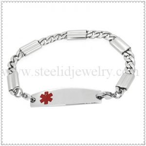 Antiqued stainless steel medical ID bracelet