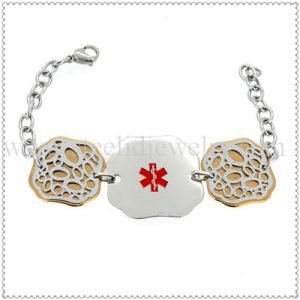 Oval links bracelet with flower ID charms