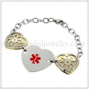 Heart charm O ring chains ID bracelet