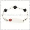 Medical ID bracelet with black crystals