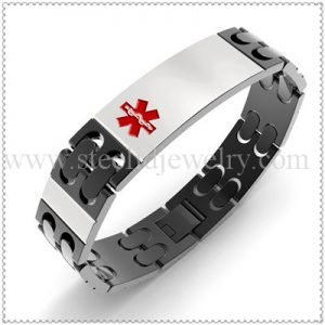 Spacious Black male Medical id bracelet