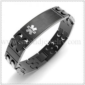 Carbon fiber Black Men's Medical id bracelet