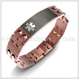 Carbon fiber chocolate Men's Medical id bracelet