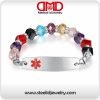 Crystal bead Medical id bracelet for women-MD0189