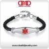 Leather Stainless steel Medical id bracelets for Women-MD1199SB