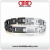 Silve/Black heart medical alert bracelets for men-MD0126BKHS