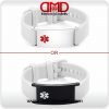 With quick release silicone band sport medical id bracelets for men-White-MD1467-WT