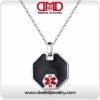 Stainless steel Octagon inlay carbon fiber Medical alert charm neckalce-MP0270SC